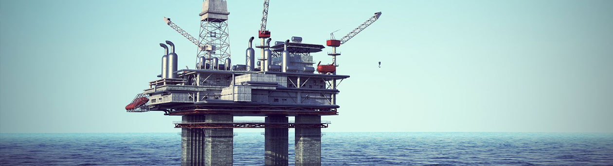 oil drilling platform at sea